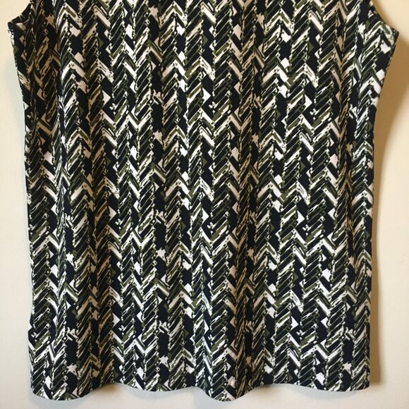 Jones New York Abstract Herringbone Pintuck Collar Sleeveless Blouse - Picture 7 of 15